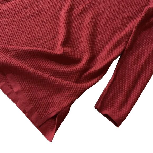 J.Jill Blouse Petite PXS Solid Red Long Length Waffle Knit Holidays Preppy Mom - Picture 3 of 13